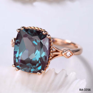 Dainty Halo Alexandrite Ring For Her