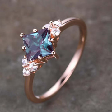 Queenly Square Cut Alexandrite Ring