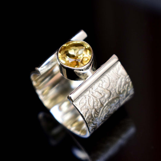 Unique Citrine Quartz Ring