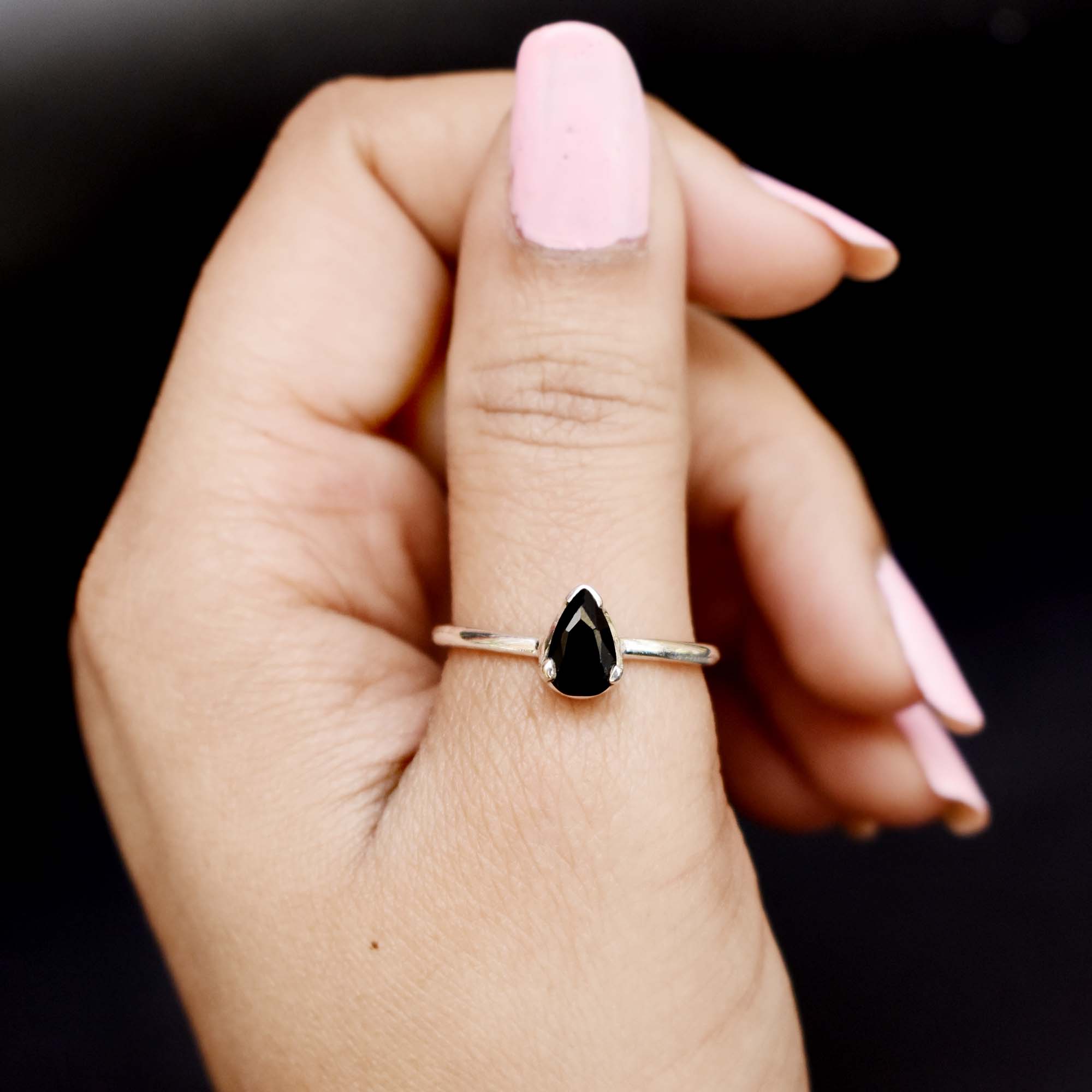 Black Onyx Dainty Ring