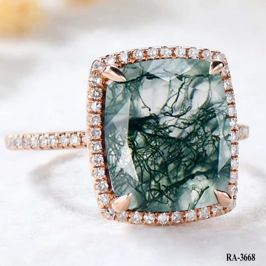 Best Selling Halo Moss Agate Ring