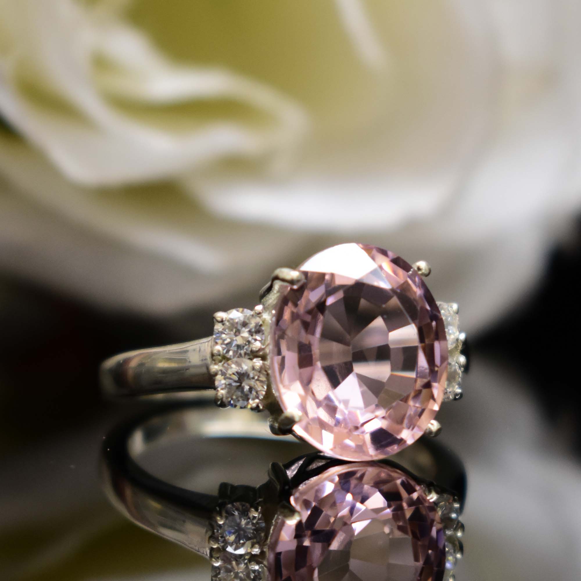 Morganite Wedding silver ring