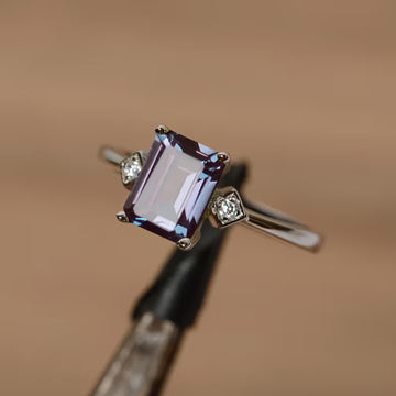 Emerald Cut Alexandrite Ring