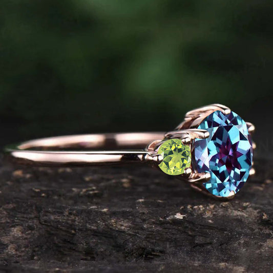 Multicolor Alexandrite Peridot Ring