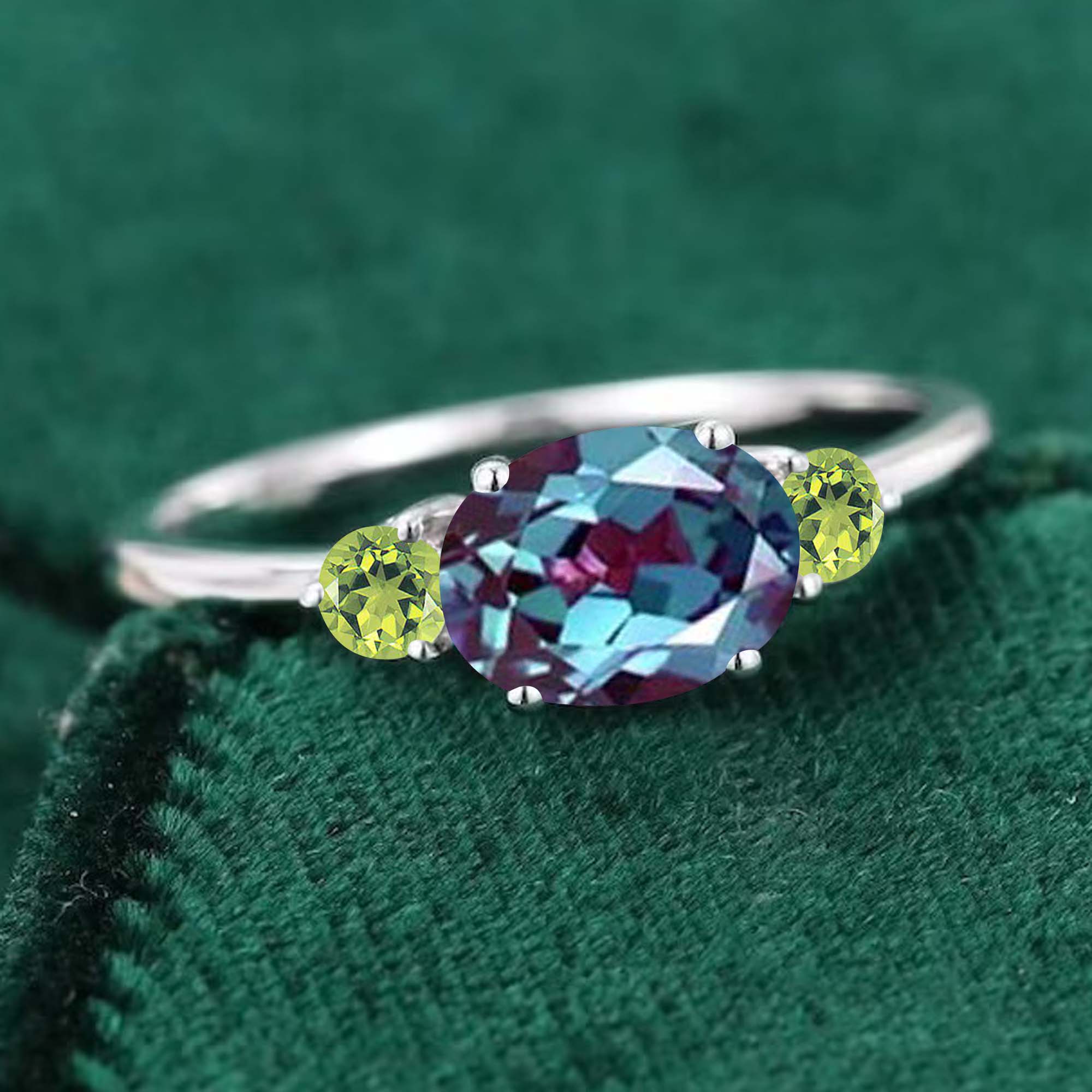 Genuine Alexandrite & Peridot Ring