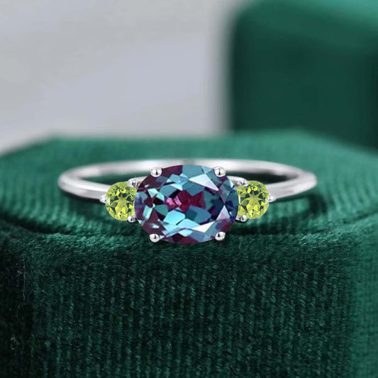 Genuine Alexandrite & Peridot Ring