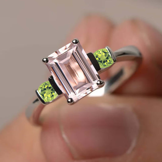 Dainty Morganite Peridot Ring