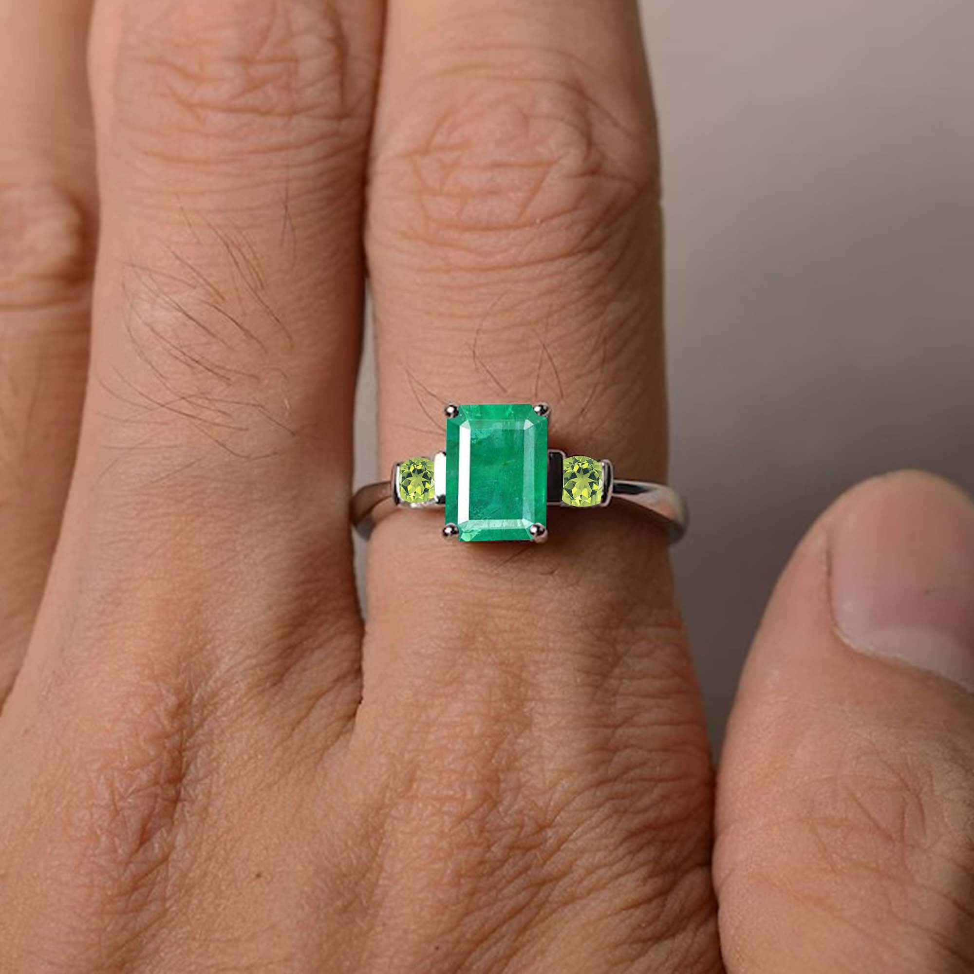 Emerald With Peridot Ring