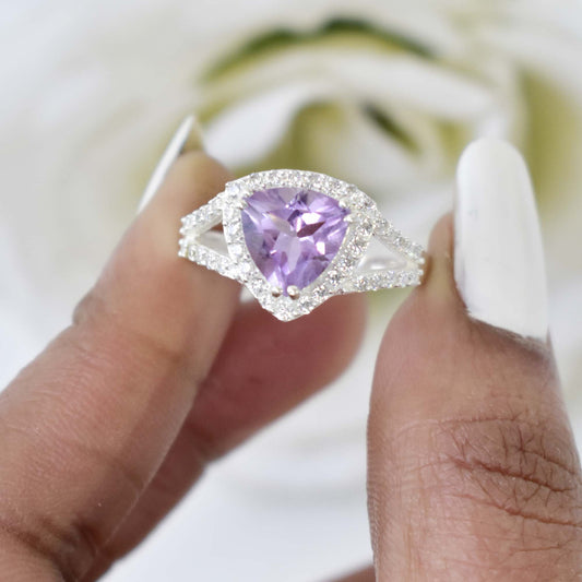 Purple Amethyst Halo Ring