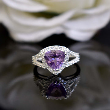 Purple Amethyst Halo Ring