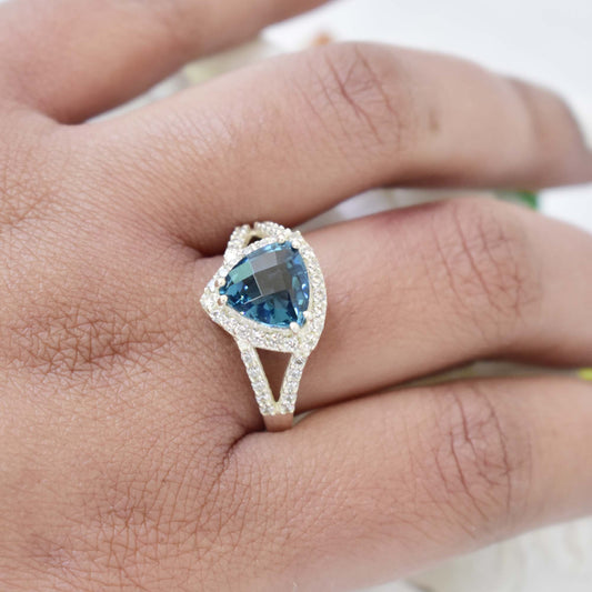 London Blue Topaz Halo Ring