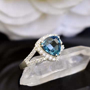 London Blue Topaz Halo Ring