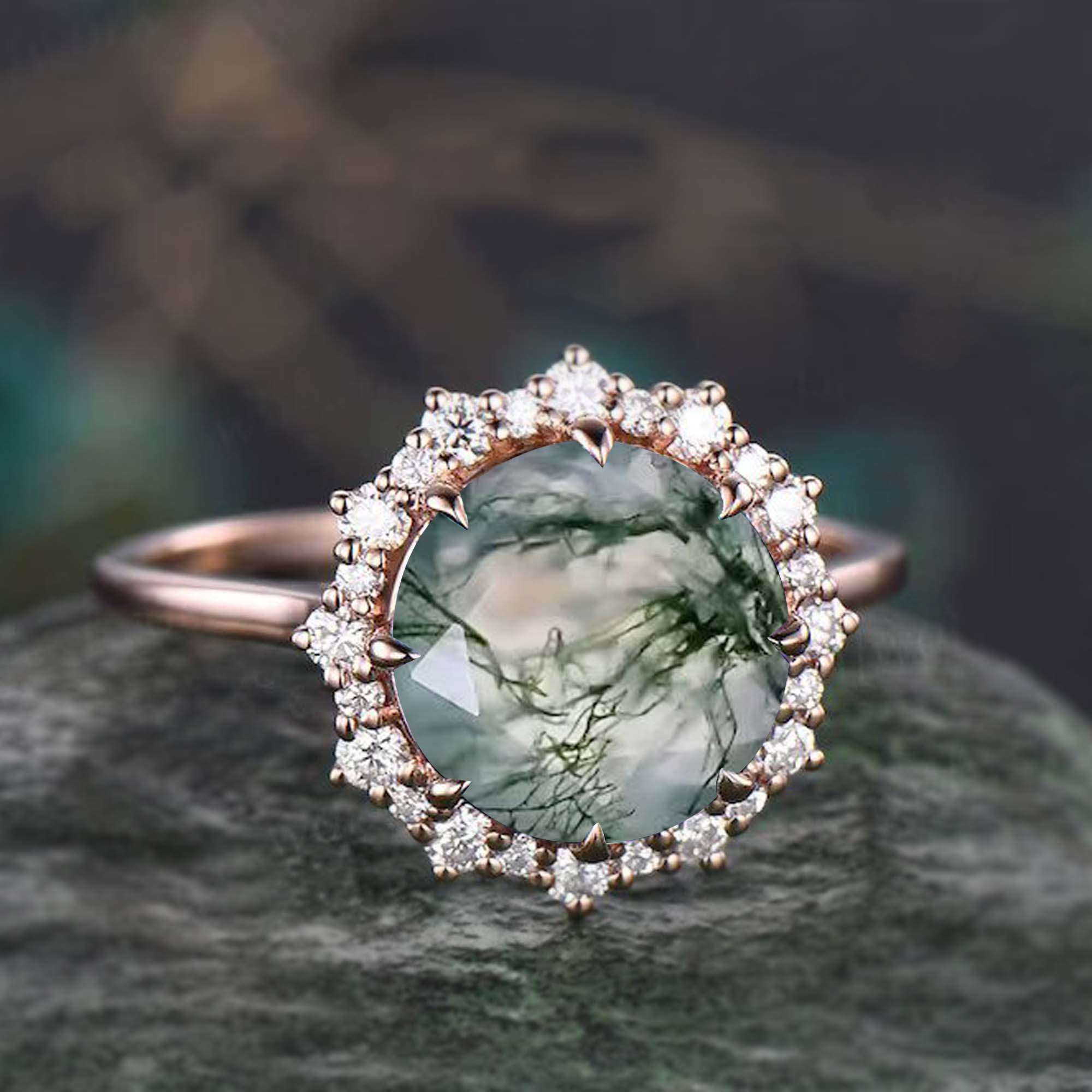 Unique Moss Agate Ring