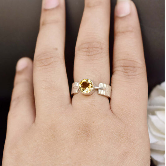 Natural Citrine Quartz Gemstone Ring