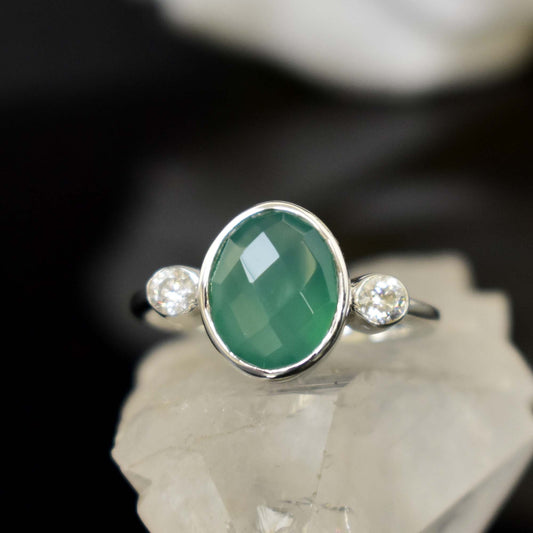 Green Onyx Gemstone Silver Ring