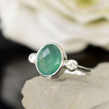 Green Onyx Gemstone Silver Ring