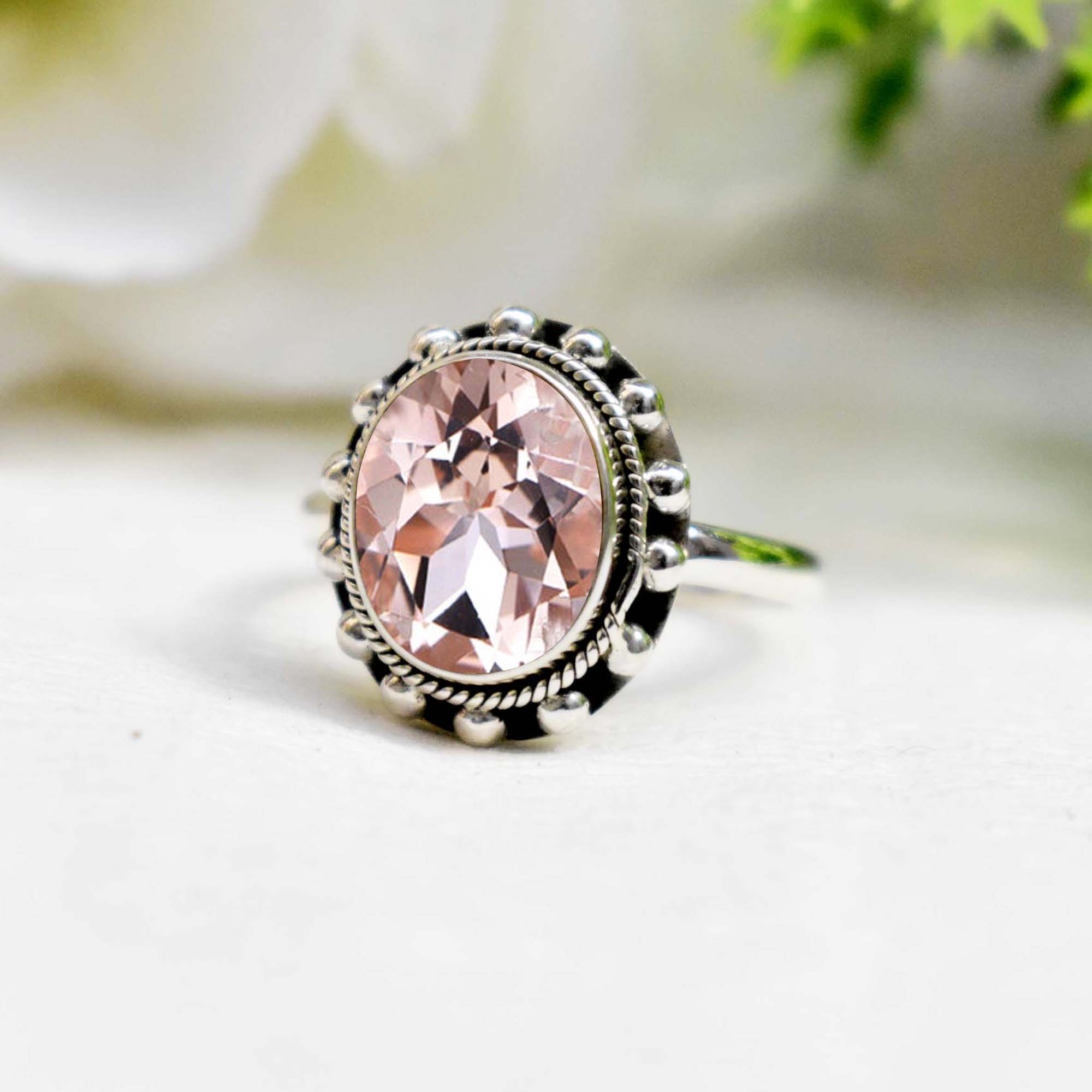 Natural Morganite Gemstone Ring