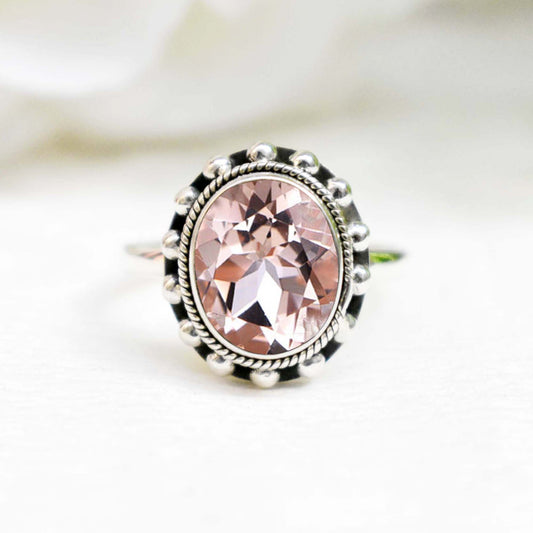 Natural Morganite Gemstone Ring