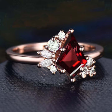 Queenly Art Deco Garnet Ring For Women