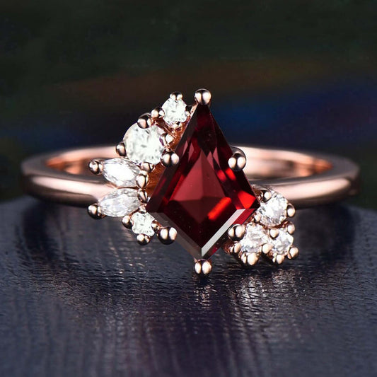 Queenly Art Deco Garnet Ring For Women