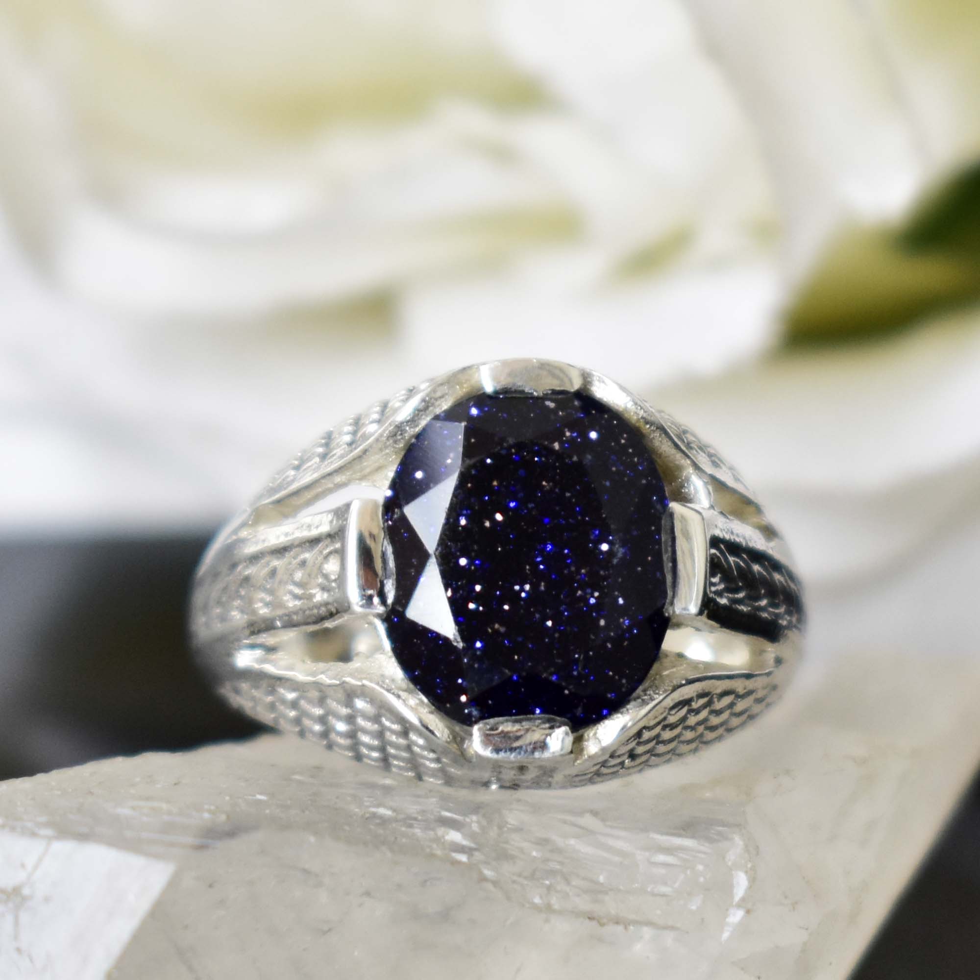 Men's Blue Sunstone Ring