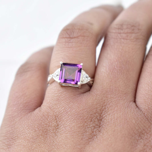 Purple Amethyst Halo Ring