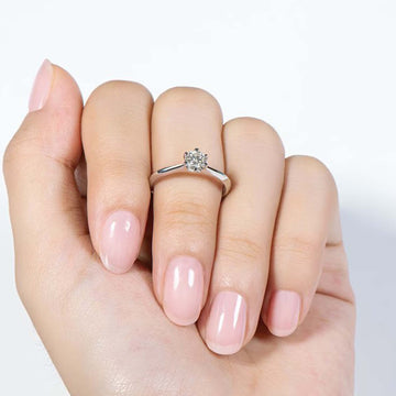 Dainty Round Cut Moissanite Halo Ring