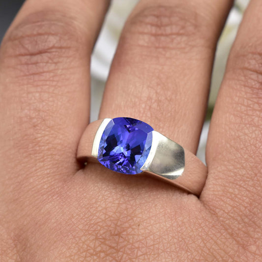 Bold Handmade Tanzanite Men Rings