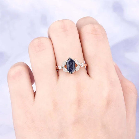 Magnificent Unique Blue Sunstone Ring