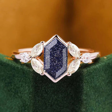 Magnificent Unique Blue Sunstone Ring