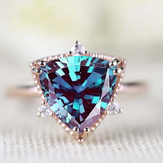 Beautiful Trillion Cut Alexandrite Ring