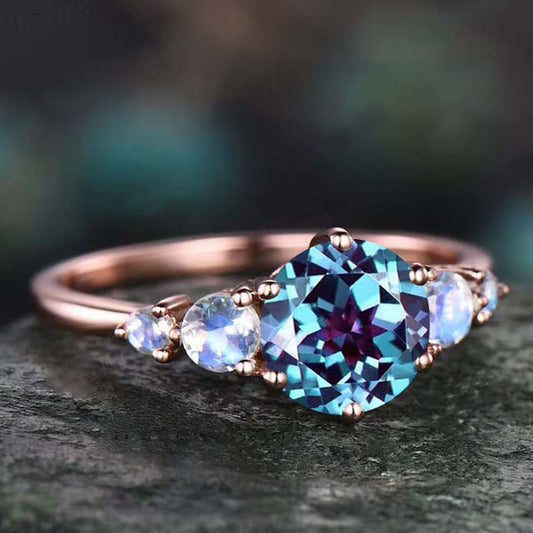 Alexandrite With Moonstone Ring