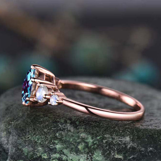 Alexandrite With Moonstone Ring