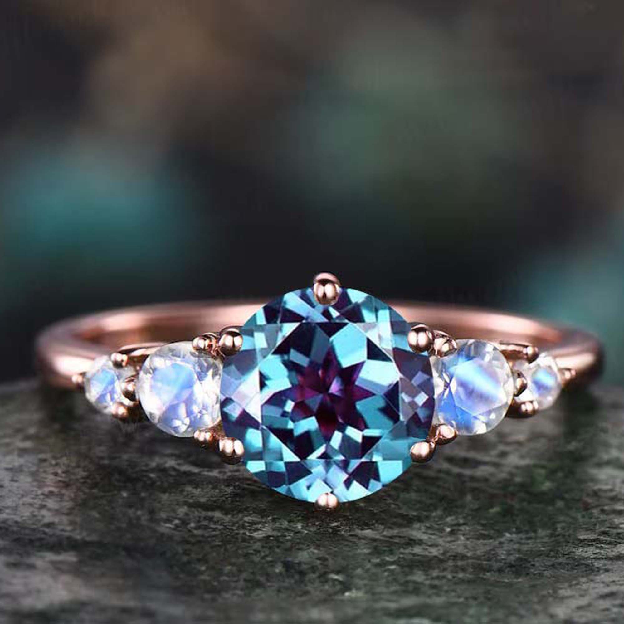 Alexandrite With Moonstone Ring