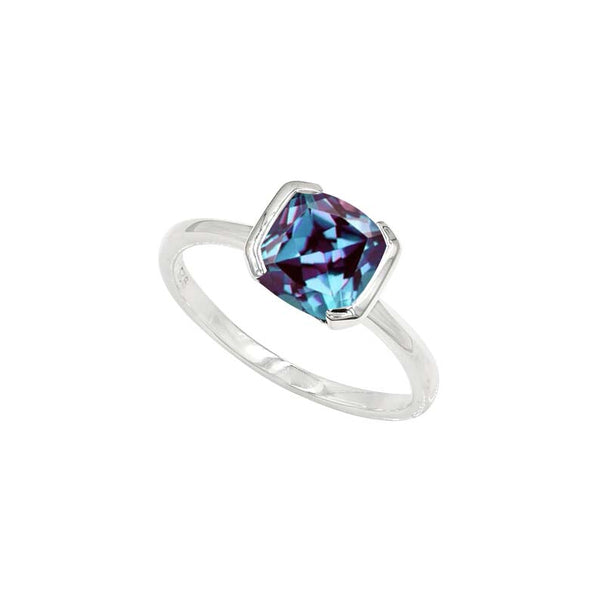 Two different bezel & faceted cushion cut gemstone ring in 925 sterling silver – Available in multiple stone variation