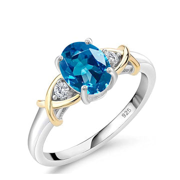 Modern Style tied shank oval shaped faceted gemstone 925 sterling silver ring with halo look available in multiple stone types