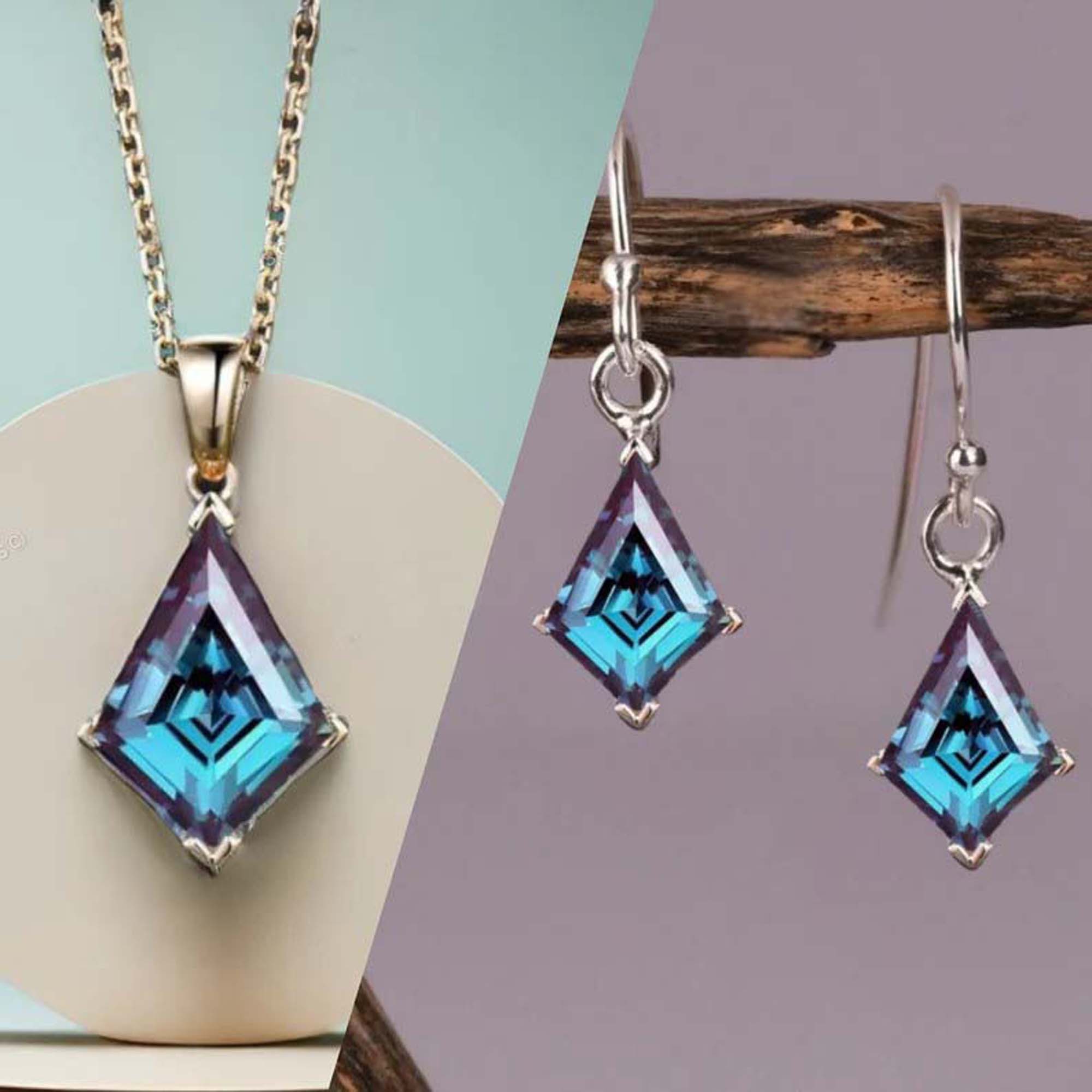 Alexandrite Pendant Earring Set